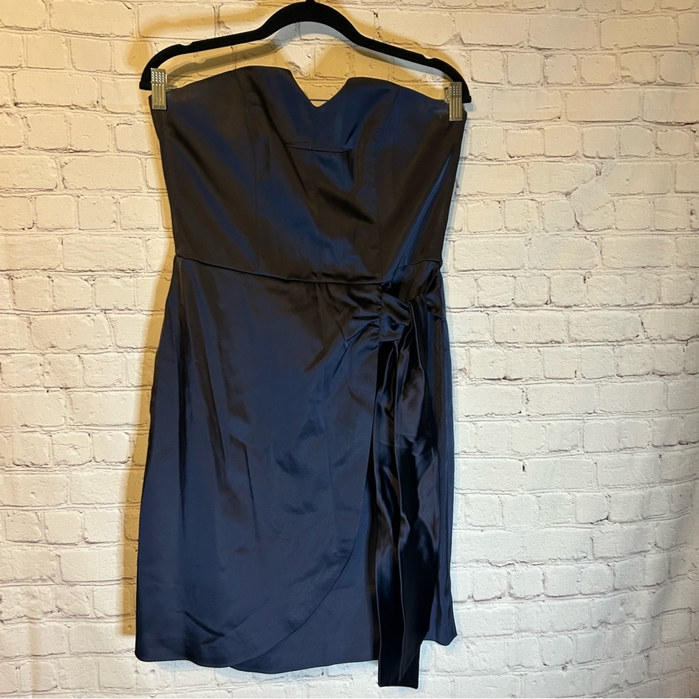 La Perla dark blue satin strapless dress, L(46IT)